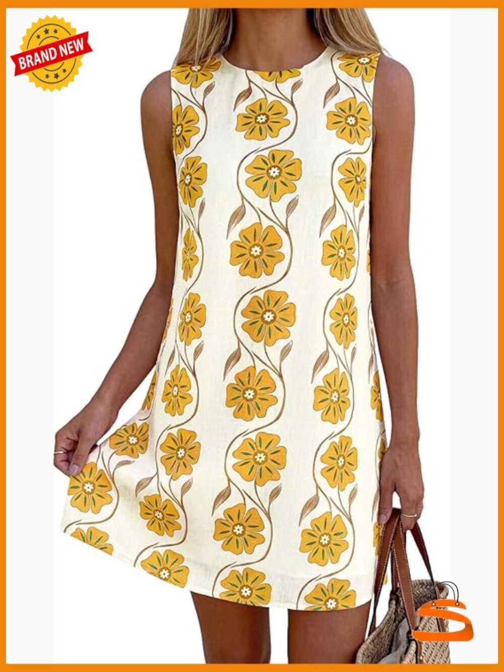 Elegant Floral A-Line Sleeveless Short Tank Dress with Pockets